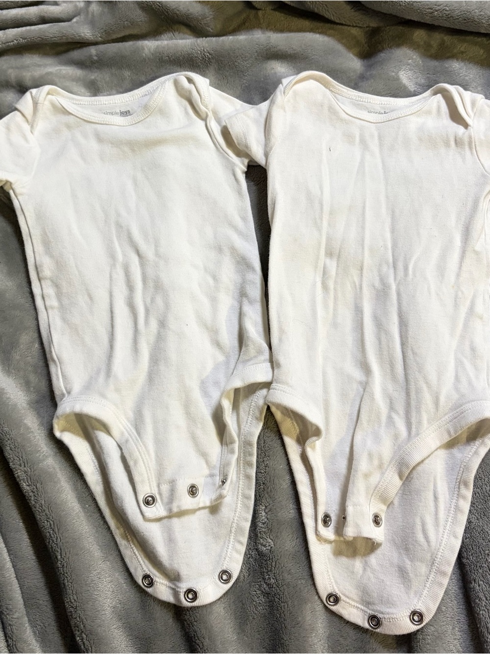 Simple White Two-Pack Cotton Baby One-Piece Bodysuits